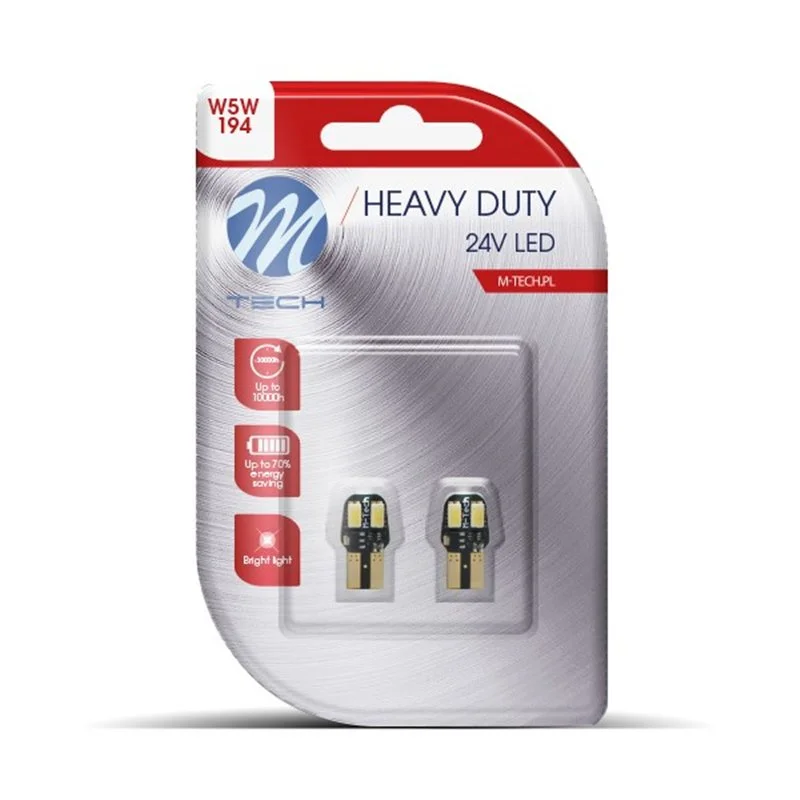 Φωτογραφία προϊόντος: T10 W5W 24V W2.1x9.5d 4xSMD5630 LED CAN-BUS ΛΕΥΚΟ HEAVY DUTY BLISTER M-TECH - 2 Τεμ.