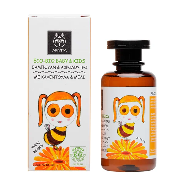 Φωτογραφία προϊόντος: Apivita Eco-Bio baby +amp; kids Σαμπουάν +amp; αφρόλουτρο με καλέντουλα +amp; μέλι 200ml