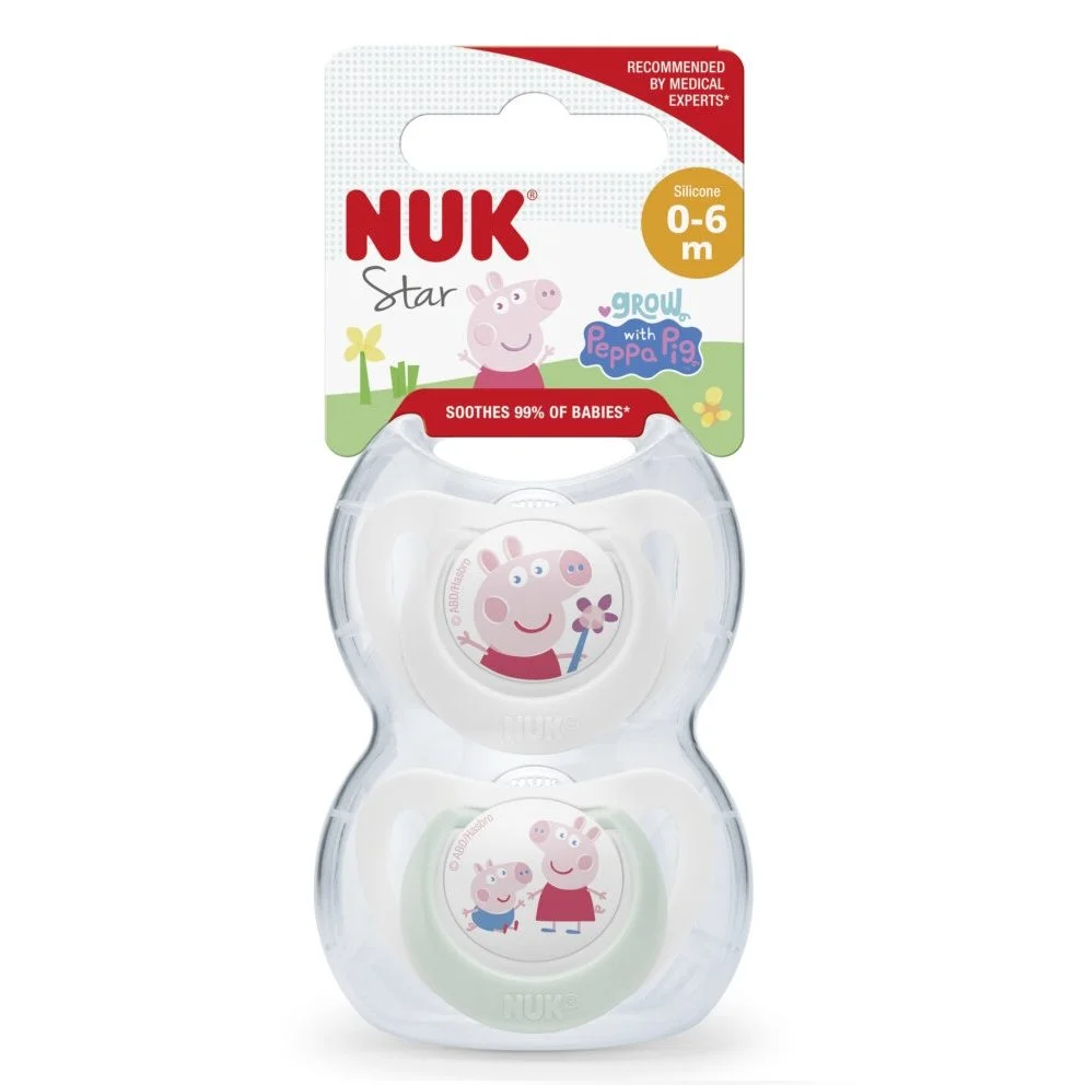 Φωτογραφία προϊόντος: NUK πιπίλα σιλικόνης Peppa 0-6m with θήκη, 2τμχ