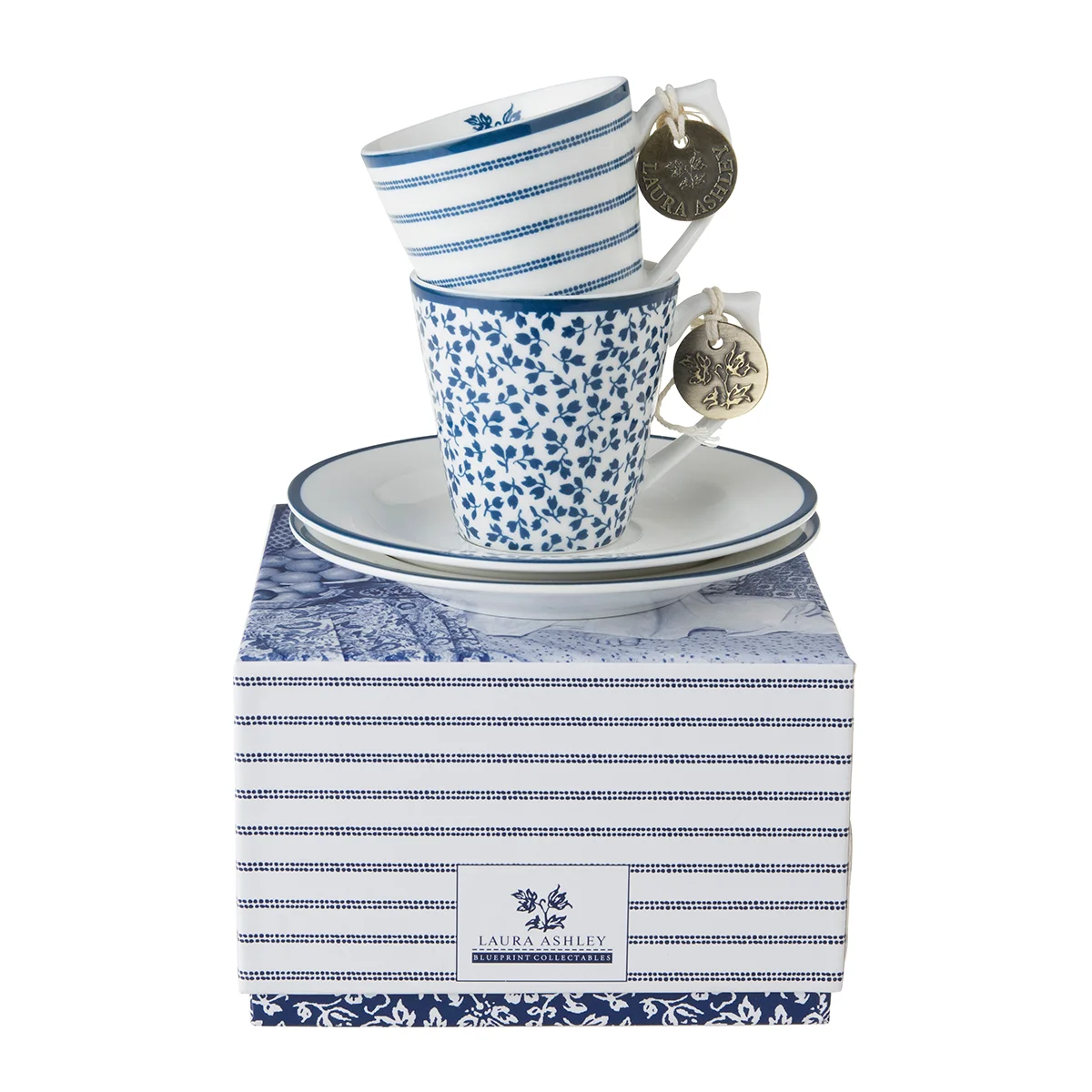 Φωτογραφία προϊόντος: Laura Ashley-Blueprint Espresso Φλιτζανάκι 4τμχ σε κουτί δώρου Floris και Candy Stripe