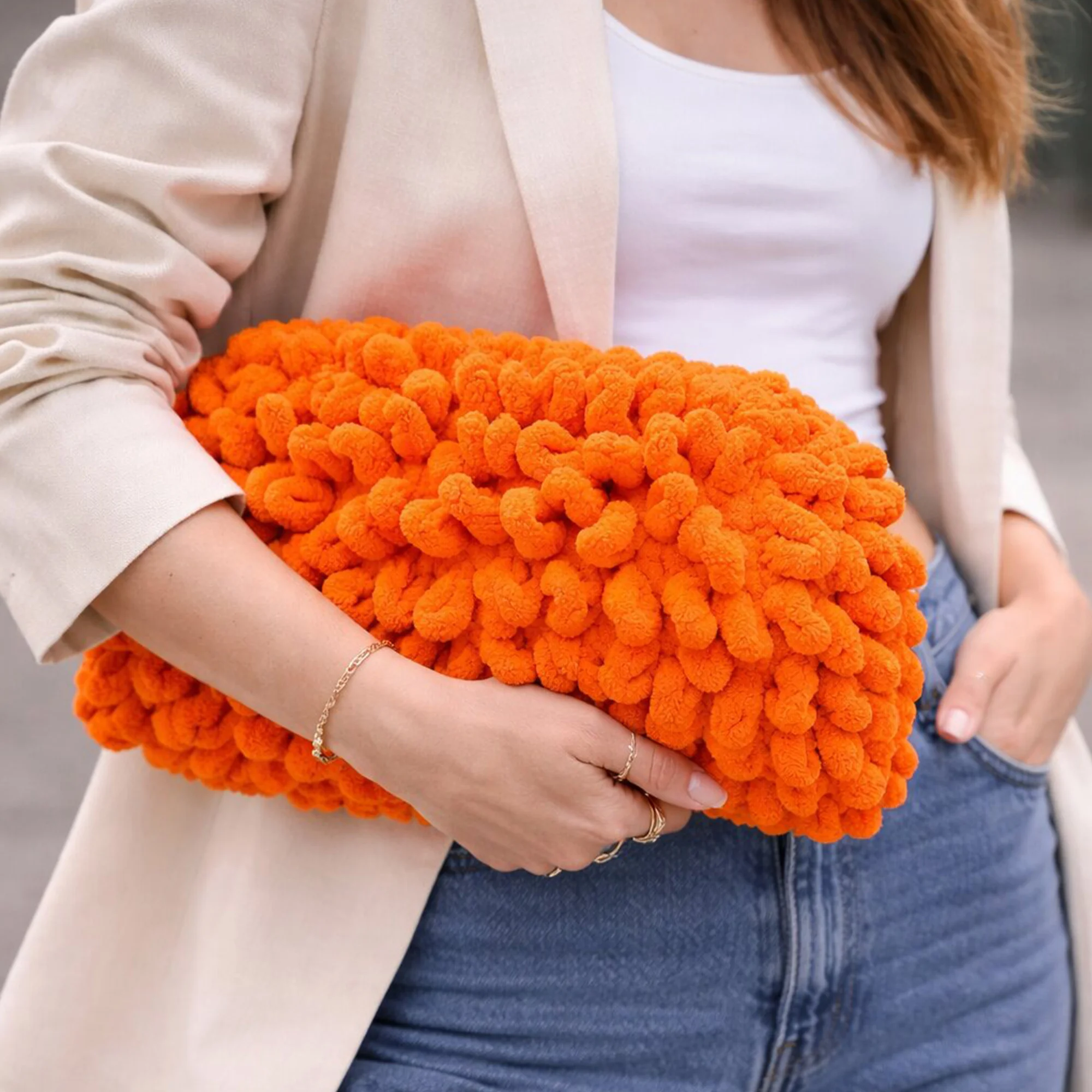 Φωτογραφία προϊόντος: Χειροποίητη Puffy Τσάντα Clutch – Πορτοκαλί / Orange