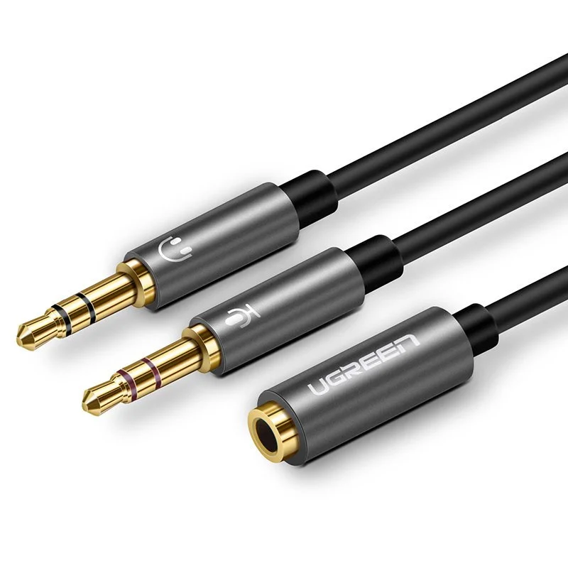 Φωτογραφία προϊόντος: Καλώδιο AUX 3,5 mm mini jack θηλυκό – 2x αρσενικό Ugreen (ασημί)