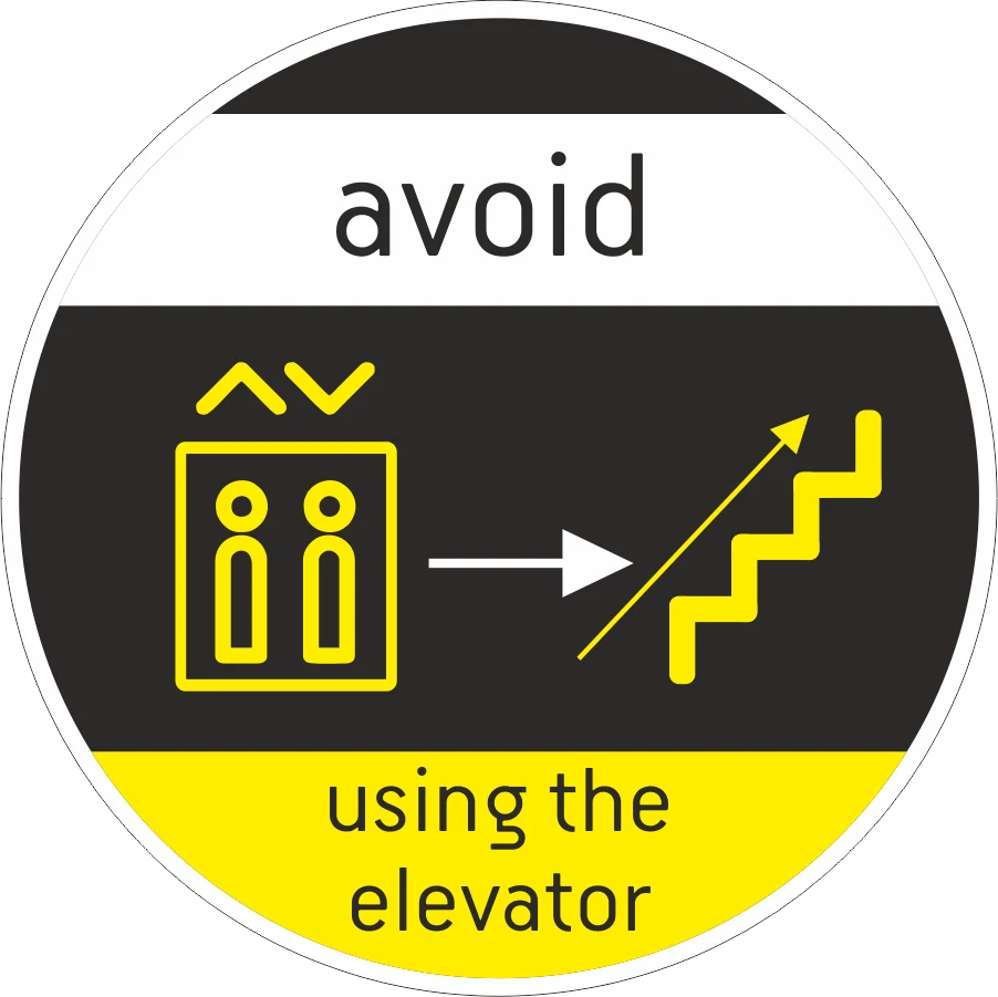 Φωτογραφία προϊόντος: Αυτοκόλλητο basic rules "Avoid using the elevator"