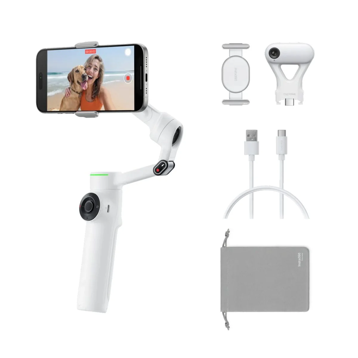 Φωτογραφία προϊόντος: Insta360 Flow 2 AI Tracker Bundle White - A.I. Powered Gimbal Stabilzer for Smartphone