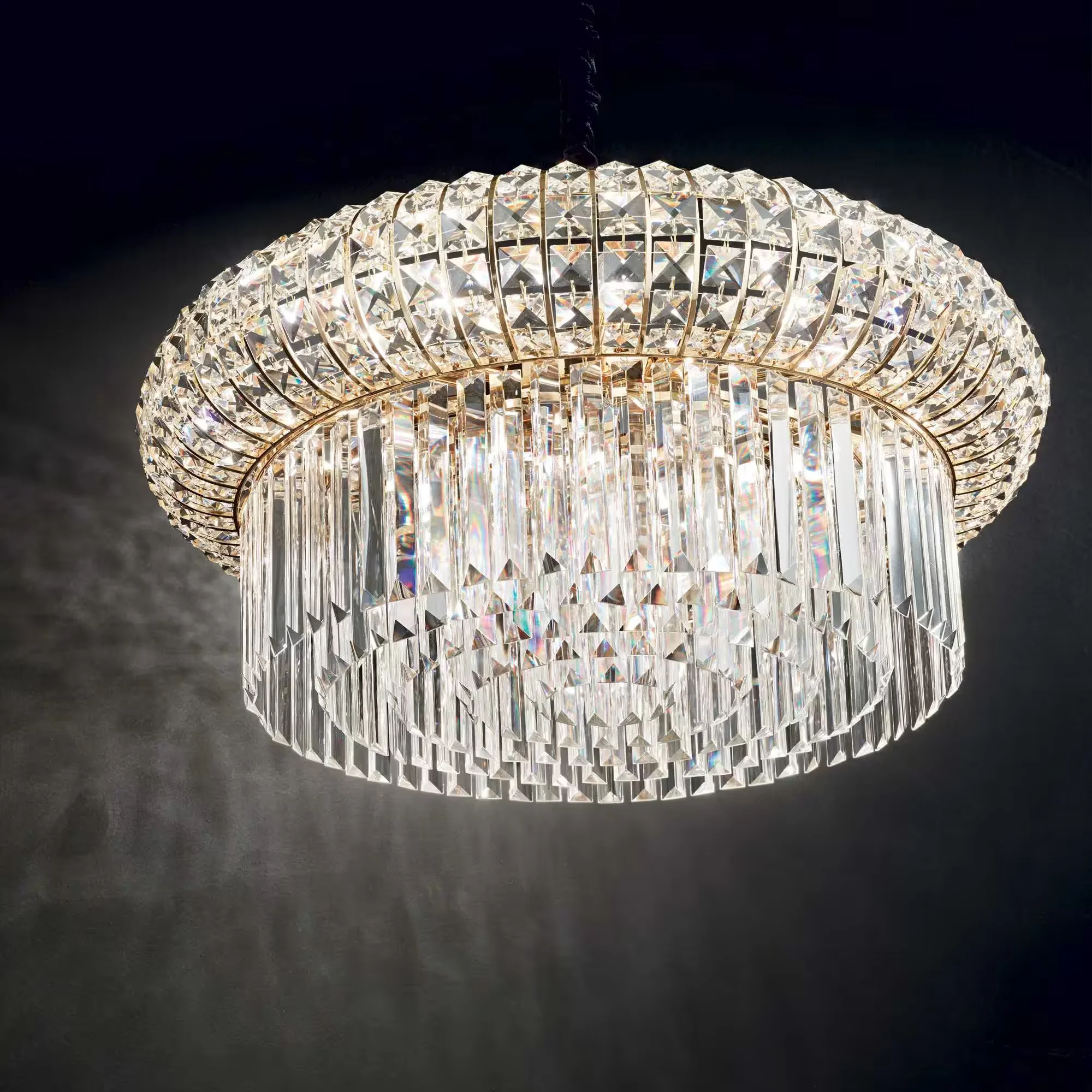 Φωτογραφία προϊόντος: Ideal lux Nabucco sp Φωτιστικό κρεμαστό Ø 700 x H270 min 520 / max 1440 mm Χρυσό
