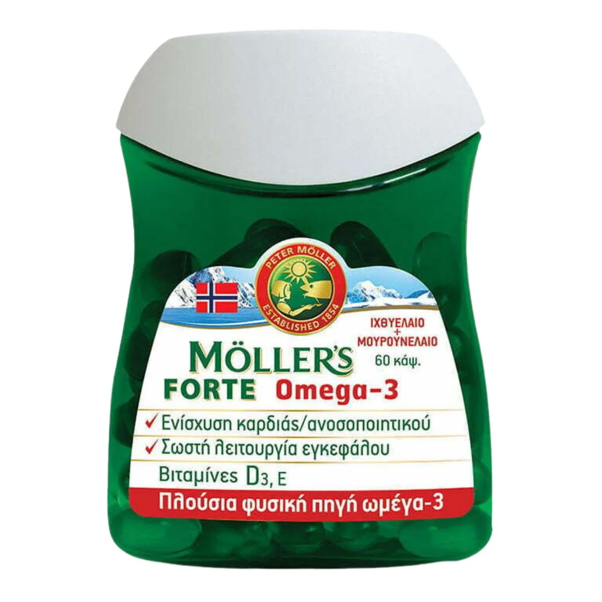 Φωτογραφία προϊόντος: Moller's Forte Omega 3 Μουρουνέλαιο & Ιχθυέλαιο 60 κάψουλες