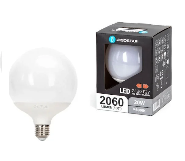 Φωτογραφία προϊόντος: OEM Λάμπα LED για Ντουί E27 και Σχήμα G120 Day light 20W Aigostar 31024 - Aigostar
