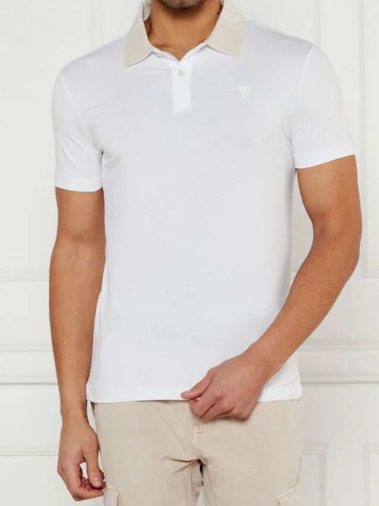 Φωτογραφία προϊόντος: Guess ανδρικό βαμβακερό polo λευκό slim fit M5GP66J1314-G011