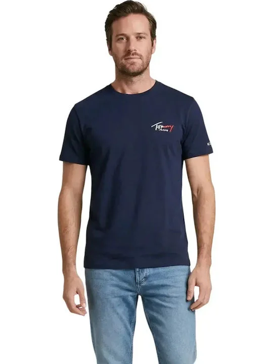 Φωτογραφία προϊόντος: Tommy Jeans Signature ανδρικό βαμβακερό slim t-shirt μπλε DM0DM22538-C1G
