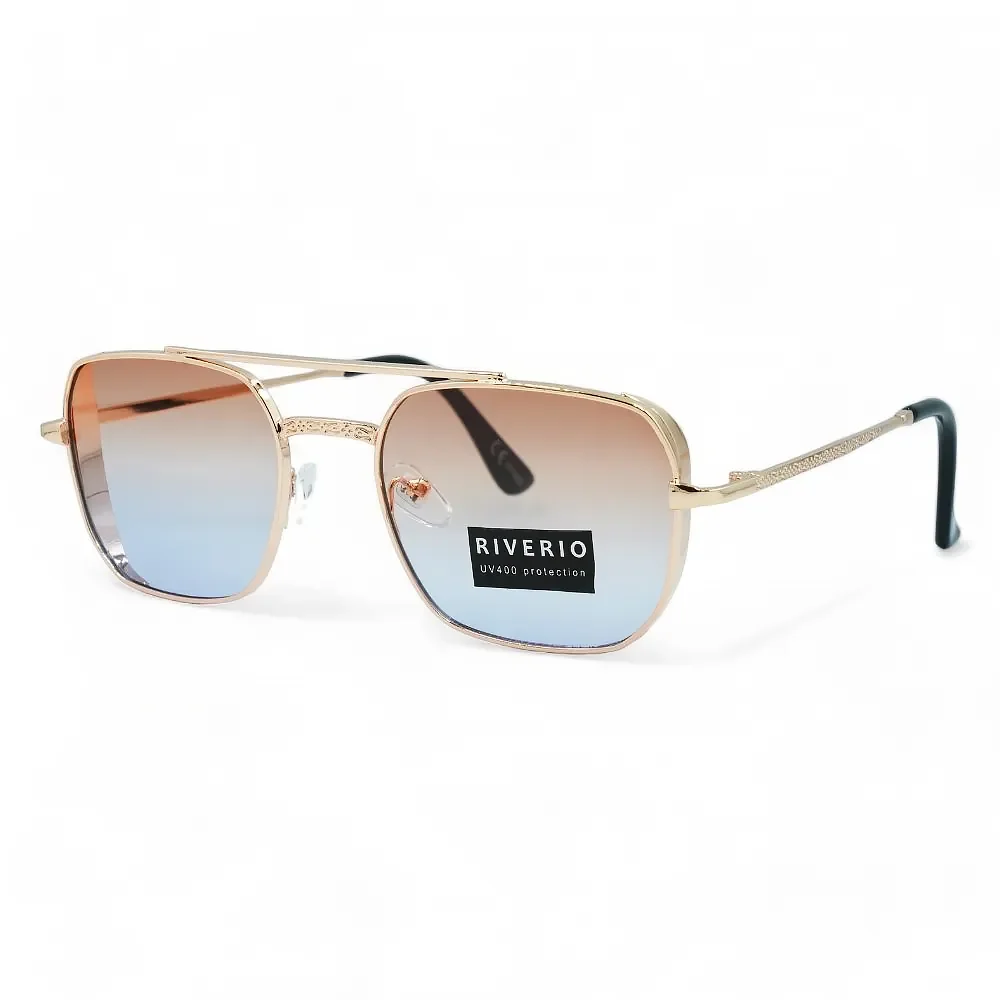 Φωτογραφία προϊόντος: Riverio Unisex Γυαλιά Ηλίου UV400 Τετράγωνα με Χρυσό Μεταλλικό Σκελετό και Καφέ ντεγκραντέ Φακό RV42373