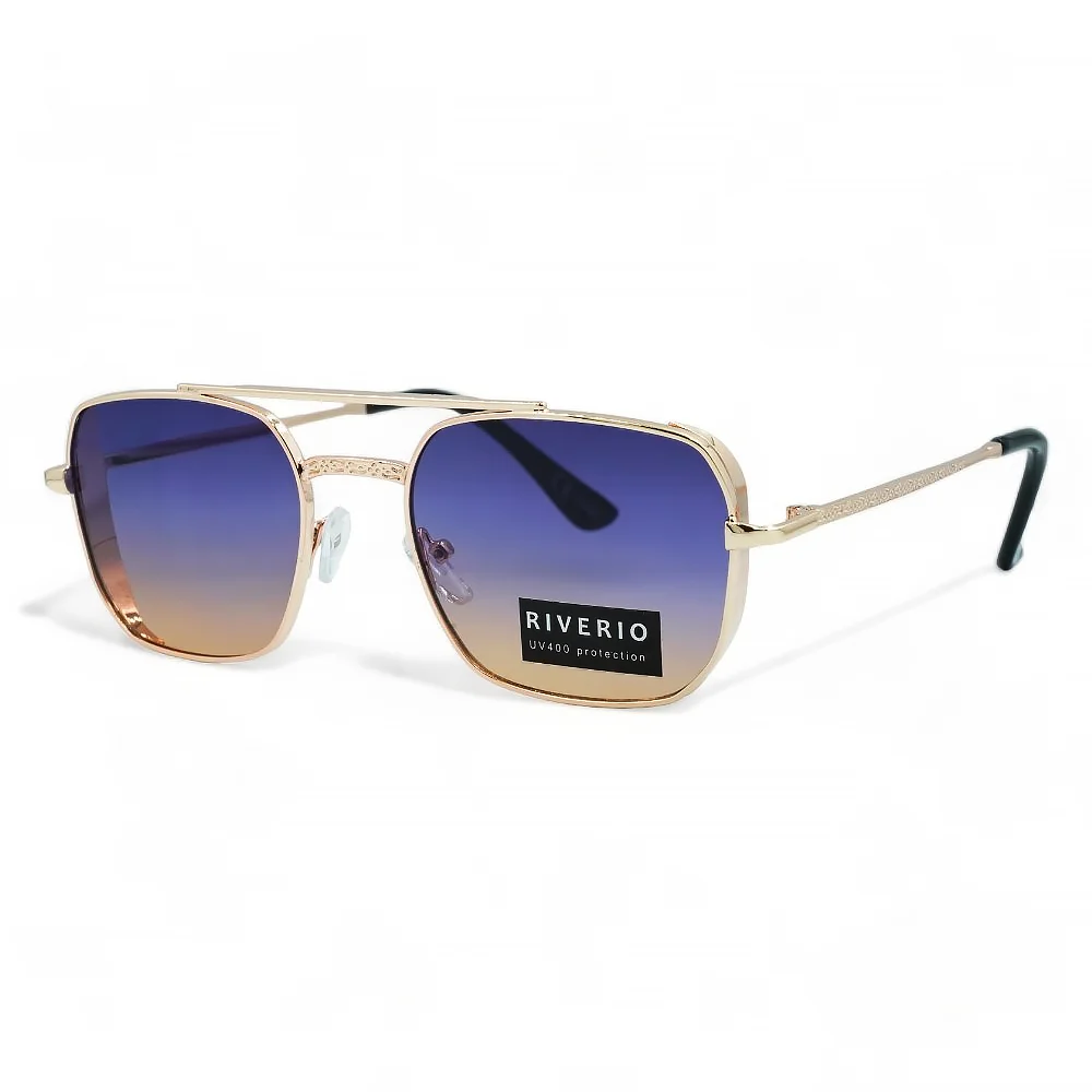 Φωτογραφία προϊόντος: Riverio Unisex Γυαλιά Ηλίου UV400 Τετράγωνα με Χρυσό Μεταλλικό Σκελετό και Καφέ ντεγκραντέ Φακό RV42375