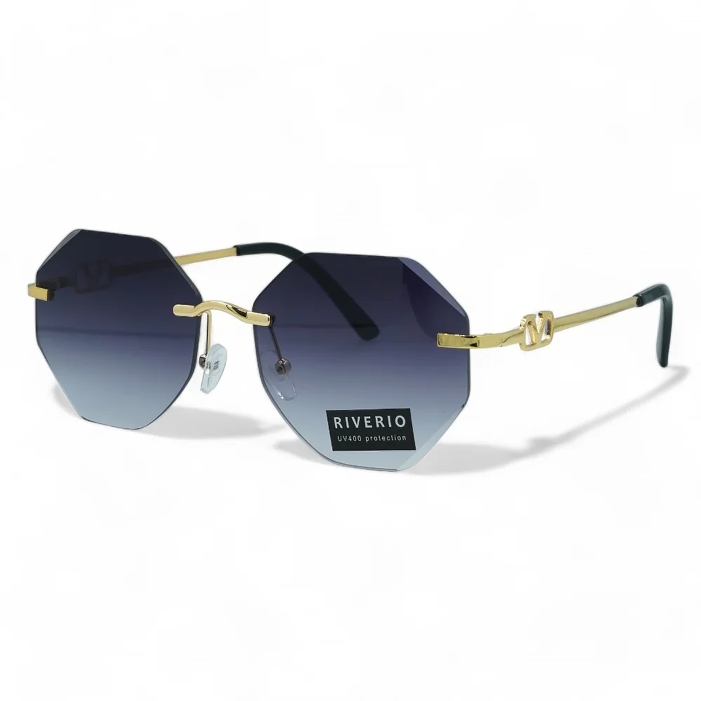 Φωτογραφία προϊόντος: Riverio Unisex Γυαλιά Ηλίου UV400 Πολύγωνο με Χρυσό Μεταλλικό Σκελετό και Μπλε ντεγκραντέ Φακό RV42422