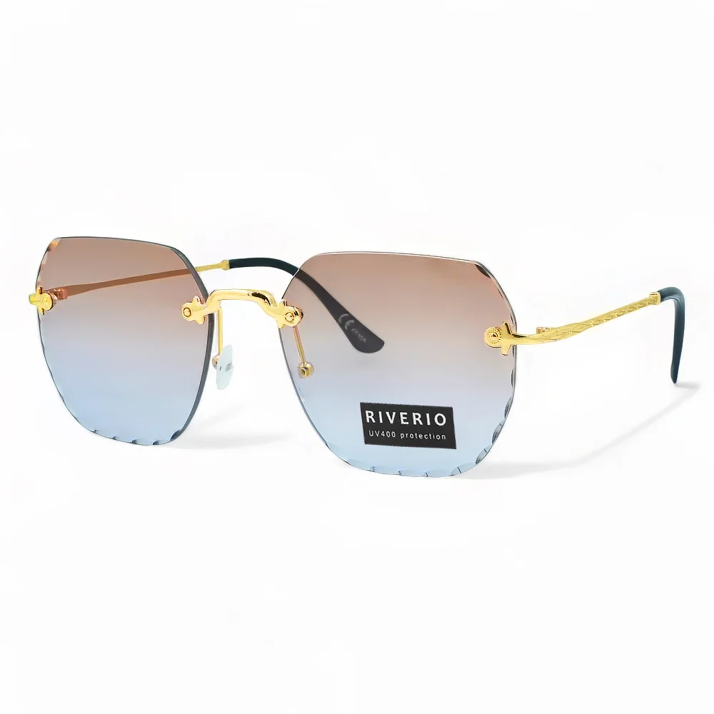 Φωτογραφία προϊόντος: Riverio Unisex Γυαλιά Ηλίου UV400 Τετράγωνο με Χρυσό Μεταλλικό Σκελετό και Σομόν ντεγκραντέ Φακό RV42412