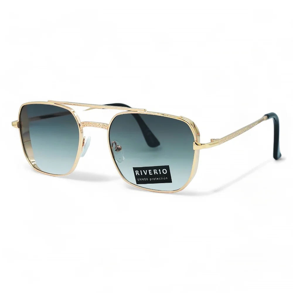 Φωτογραφία προϊόντος: Riverio Unisex Γυαλιά Ηλίου UV400 Τετράγωνα με Χρυσό Μεταλλικό Σκελετό και Πράσινο ντεγκραντέ Φακό RV42374