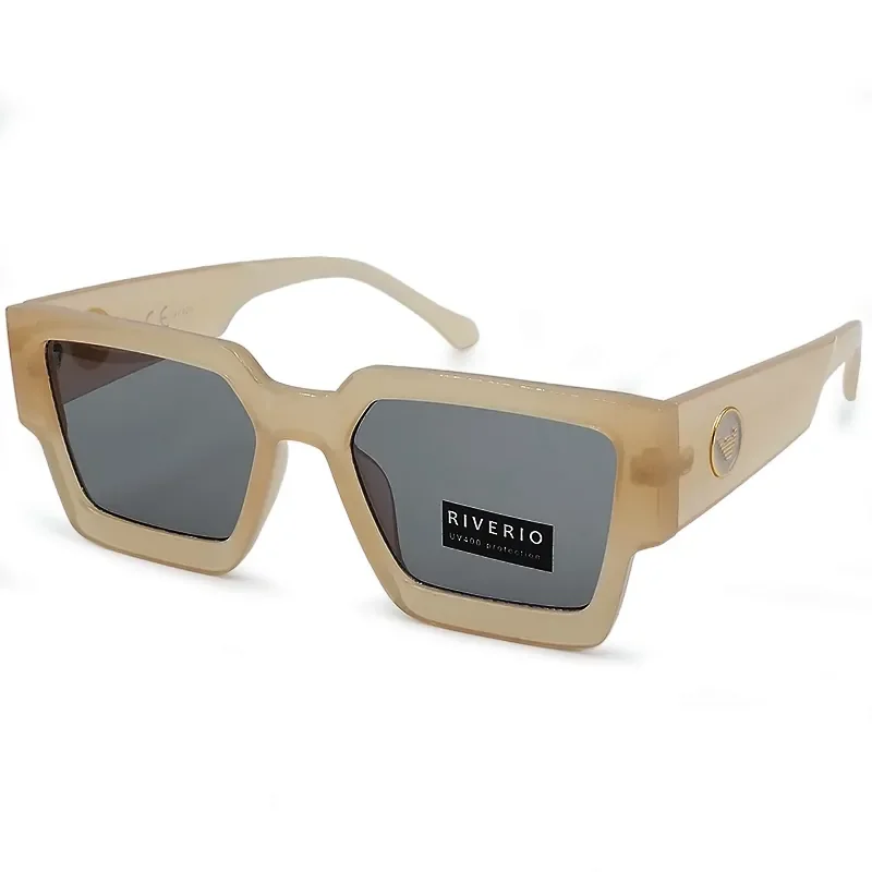 Φωτογραφία προϊόντος: Riverio Unisex Γυαλιά Ηλίου UV400 Τετράγωνα με Nude Κοκκάλινο Σκελετό και Μαύρο Φακό RV42111