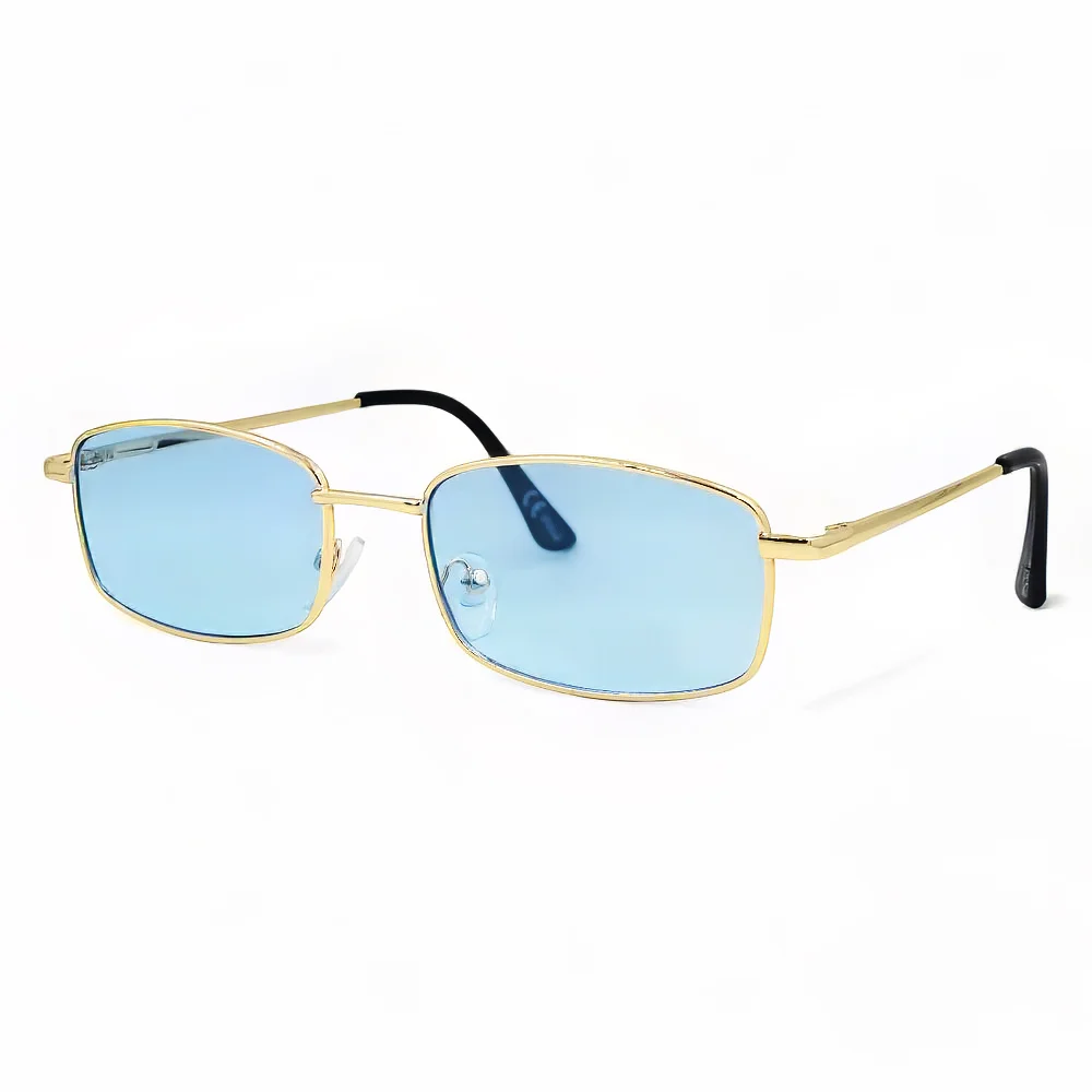 Φωτογραφία προϊόντος: Riverio Unisex Γυαλιά Ηλίου UV400 Μακρόστενο με Χρυσό Μεταλλικό Σκελετό και Γαλάζιο Φακό RV42431