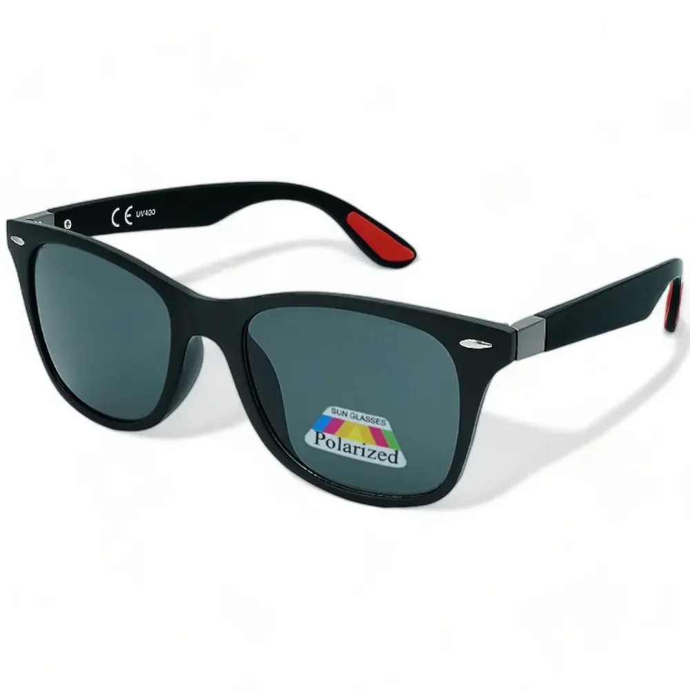 Φωτογραφία προϊόντος: Riverio Unisex Γυαλιά Ηλίου Polarized Τετράγωνα με Μαύρο Κοκκάλινο Σκελετό και Μαύρο Φακό RV6042653