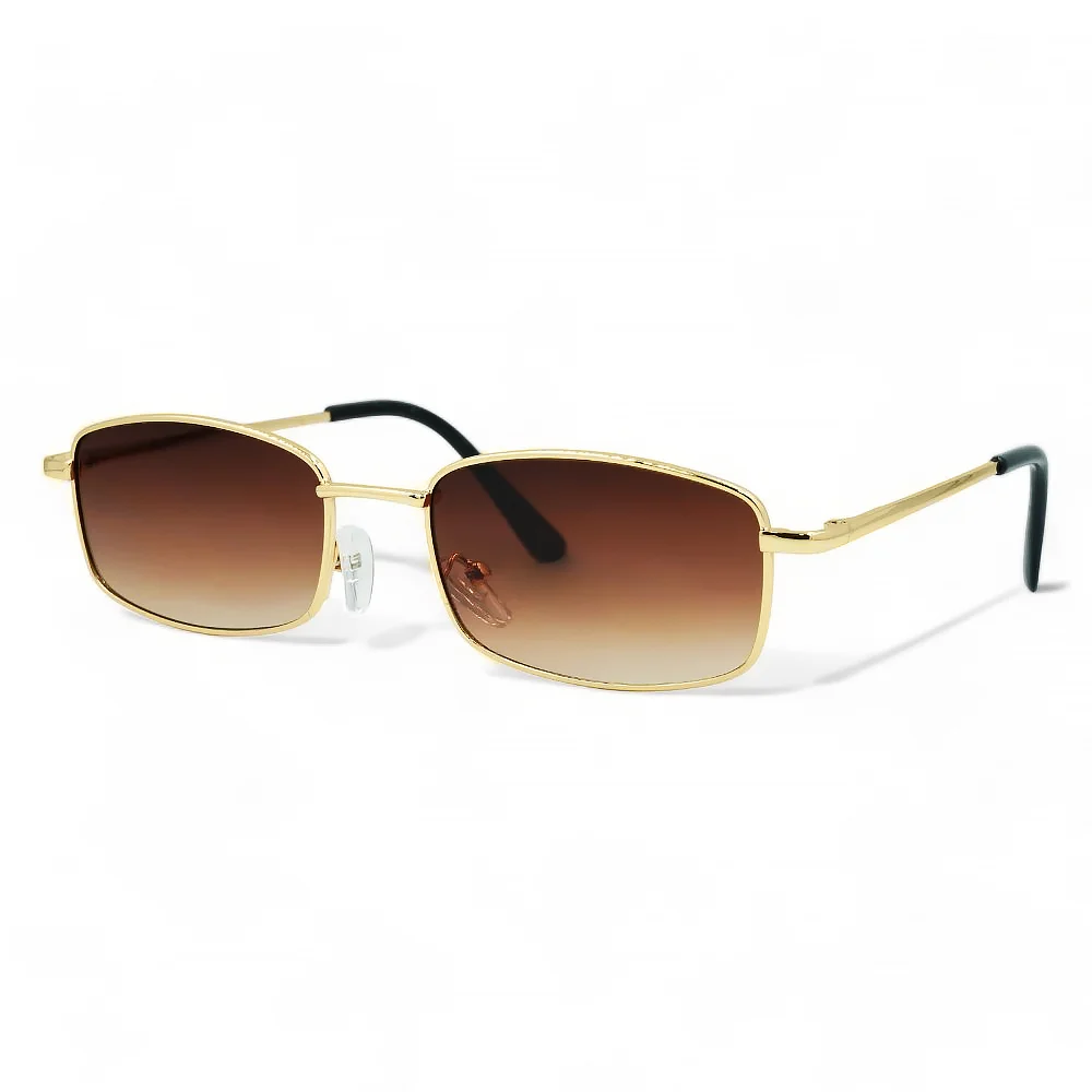 Φωτογραφία προϊόντος: Riverio Unisex Γυαλιά Ηλίου UV400 Μακρόστενο με Χρυσό Μεταλλικό Σκελετό και Καφέ ντεγκραντέ Φακό RV42434
