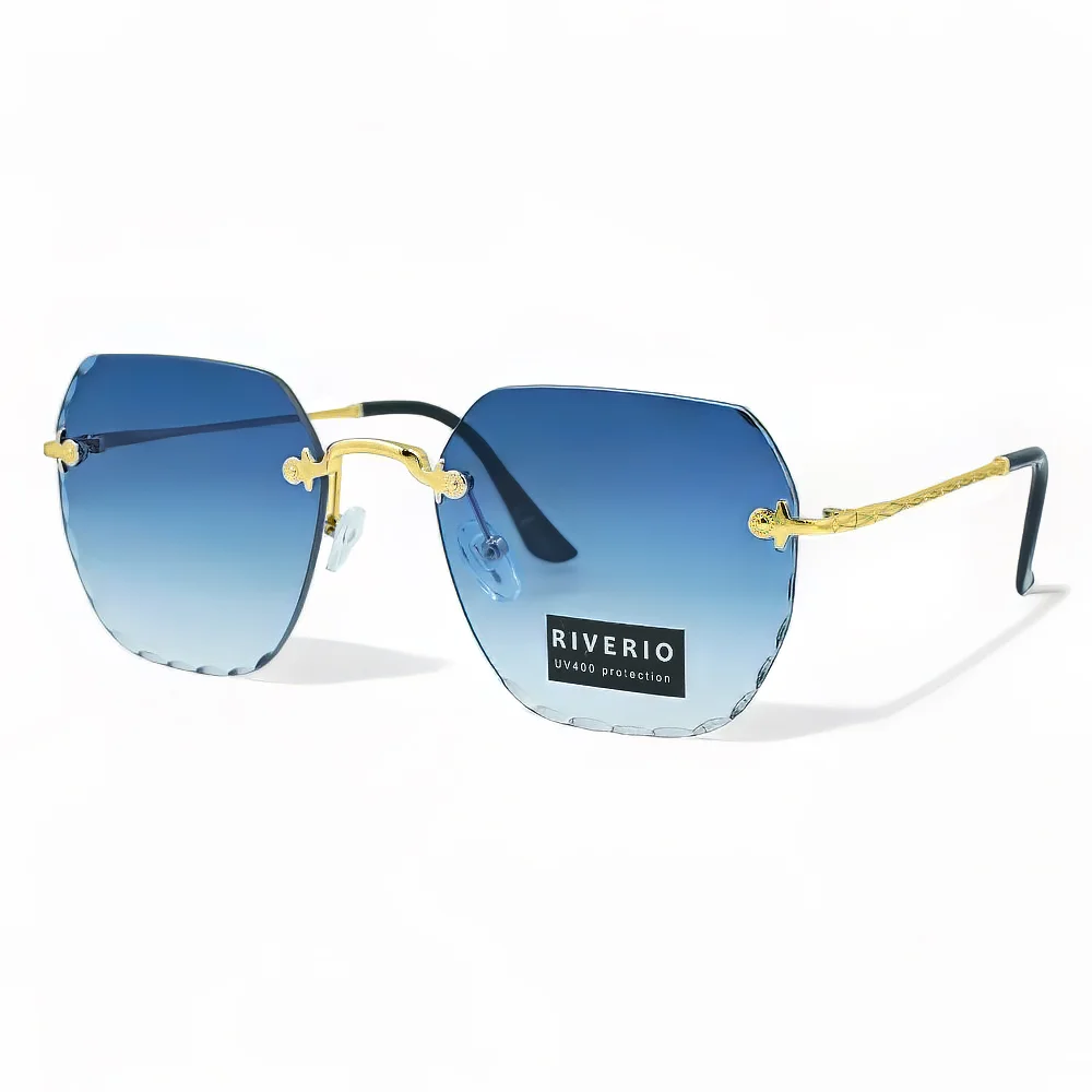 Φωτογραφία προϊόντος: Riverio Unisex Γυαλιά Ηλίου UV400 Τετράγωνο με Χρυσό Μεταλλικό Σκελετό και Μπλε ντεγκραντέ Φακό RV42415
