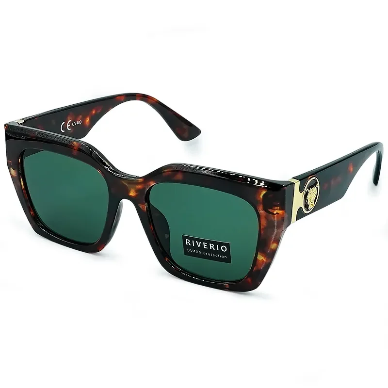 Φωτογραφία προϊόντος: Riverio Unisex Γυαλιά Ηλίου UV400 Τετράγωνα με Καφέ Ταρταρούγα Κοκκάλινο Σκελετό και Πράσινο Φακό RV42123