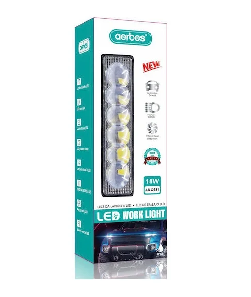 Φωτογραφία προϊόντος: OEM Aerbes AB-Q631 Προβολέας Αυτοκινήτου σε Σχήμα Μπάρας LED 18W με Λευκό Φωτισμό 1τμχ