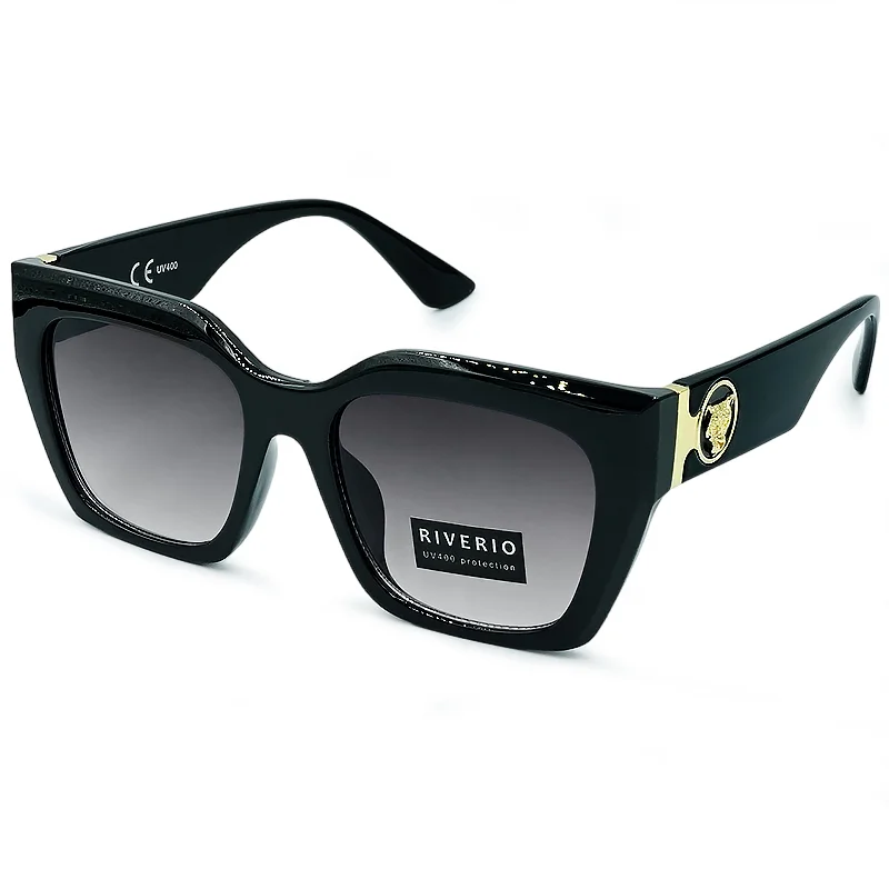 Φωτογραφία προϊόντος: Riverio Unisex Γυαλιά Ηλίου UV400 Τετράγωνα με Μαύρο Κοκκάλινο Σκελετό και Μαύρο ντεγκραντέ Φακό RV42124
