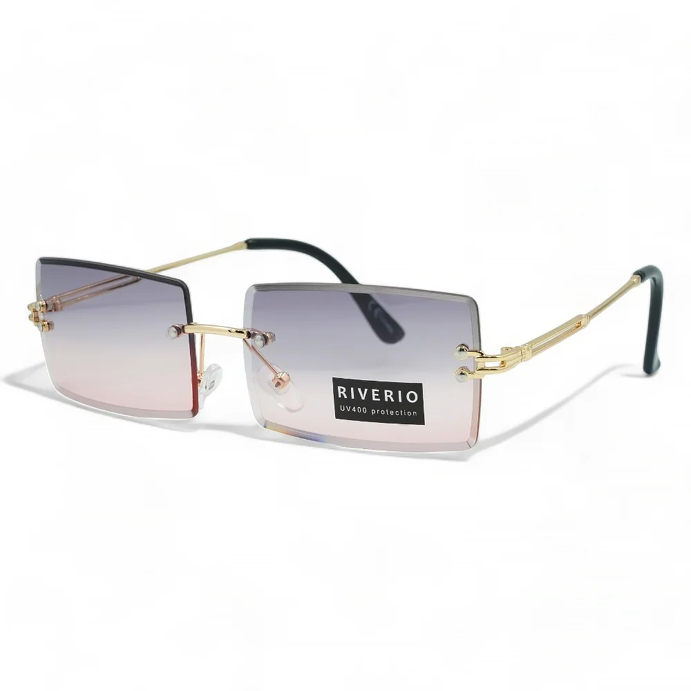 Φωτογραφία προϊόντος: Riverio Unisex Γυαλιά Ηλίου UV400 Παραλληλόγραμμα με Χρυσό Μεταλλικό Σκελετό και Μωβ ντεγκραντέ Φακό RV42343