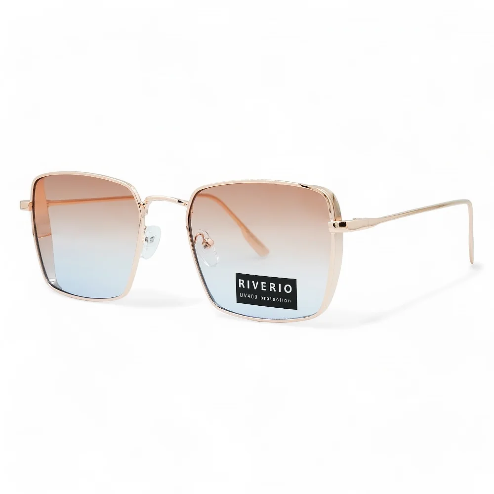 Φωτογραφία προϊόντος: Riverio Unisex Γυαλιά Ηλίου UV400 Τετράγωνα με Χρυσό Μεταλλικό Σκελετό και Ροζ ντεγκραντέ Φακό RV42363