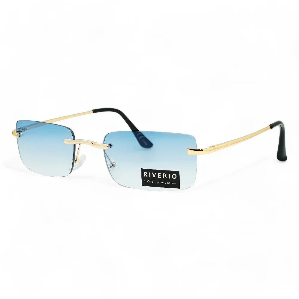 Φωτογραφία προϊόντος: Riverio Unisex Γυαλιά Ηλίου UV400 Παραλληλόγραμμα με Χρυσό Μεταλλικό Σκελετό και Γαλάζιο ντεγκραντέ Φακό RV42326