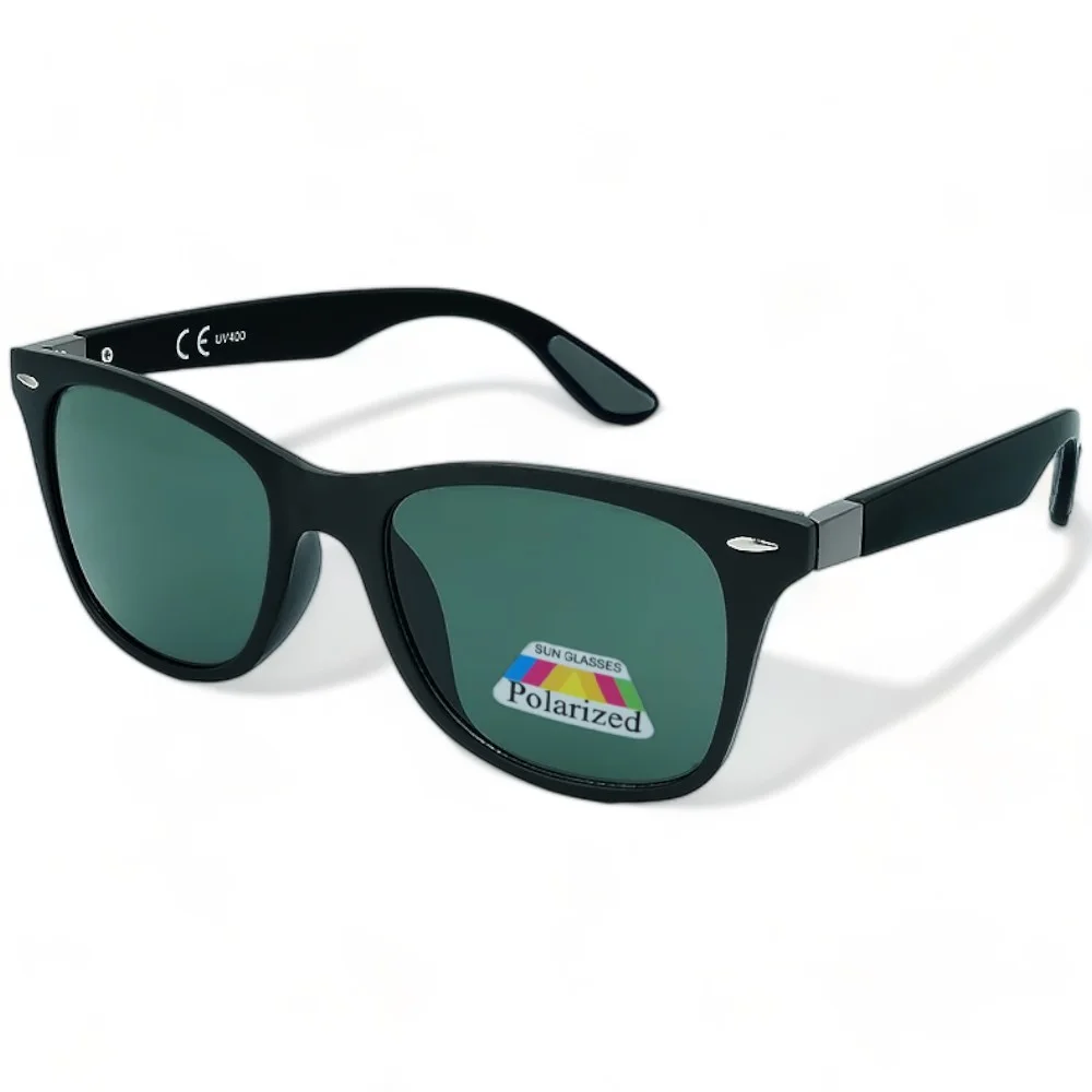 Φωτογραφία προϊόντος: Riverio Unisex Γυαλιά Ηλίου Polarized Τετράγωνα με Μαύρο Κοκκάλινο Σκελετό και Πράσινο Φακό RV6042652