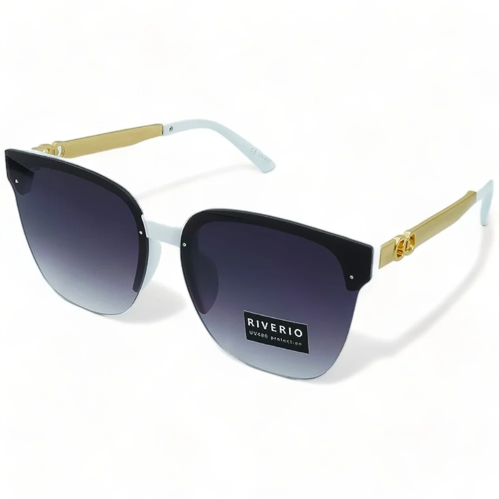 Φωτογραφία προϊόντος: Riverio Unisex Γυαλιά Ηλίου UV400 Τετράγωνα με Λευκό Κοκκάλινο Σκελετό και Μωβ ντεγκραντέ Φακό RV42444
