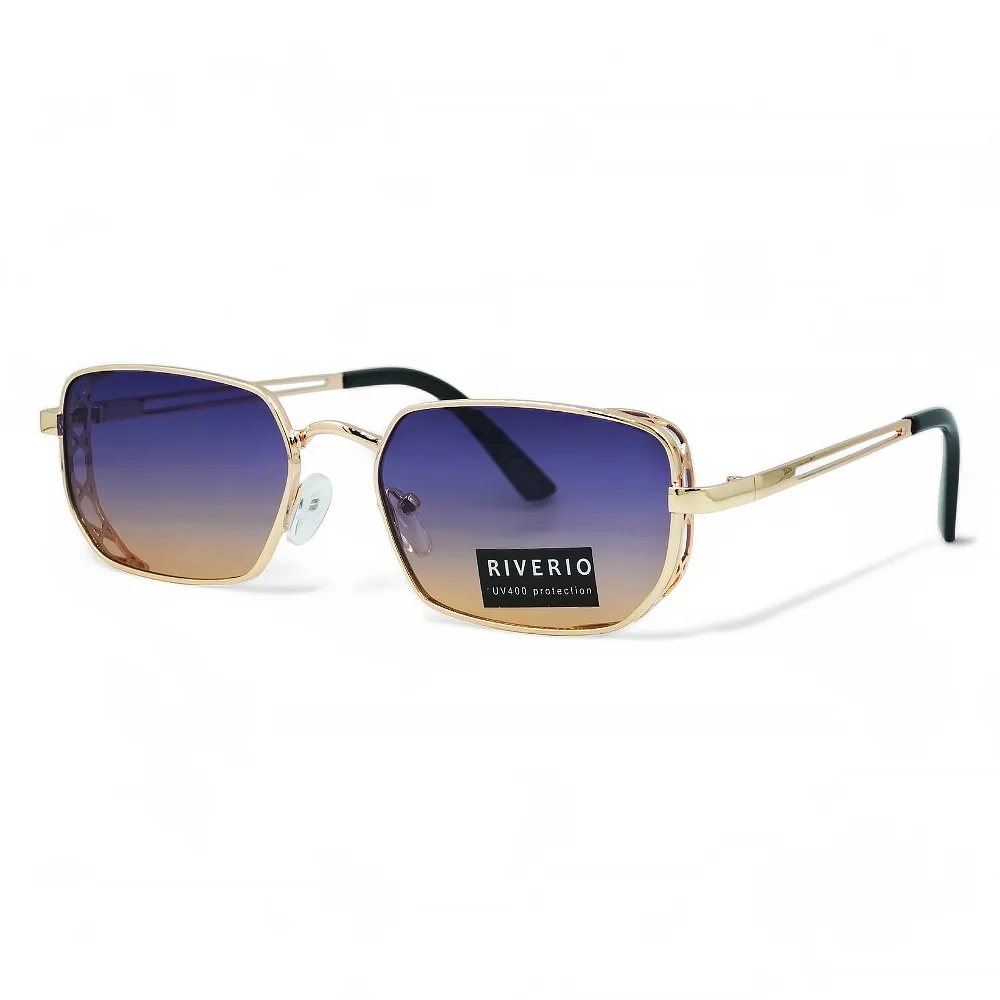 Φωτογραφία προϊόντος: Riverio Unisex Γυαλιά Ηλίου UV400 Παραλληλόγραμμα με Χρυσό Μεταλλικό Σκελετό και Μωβ ντεγκραντέ Φακό RV42395