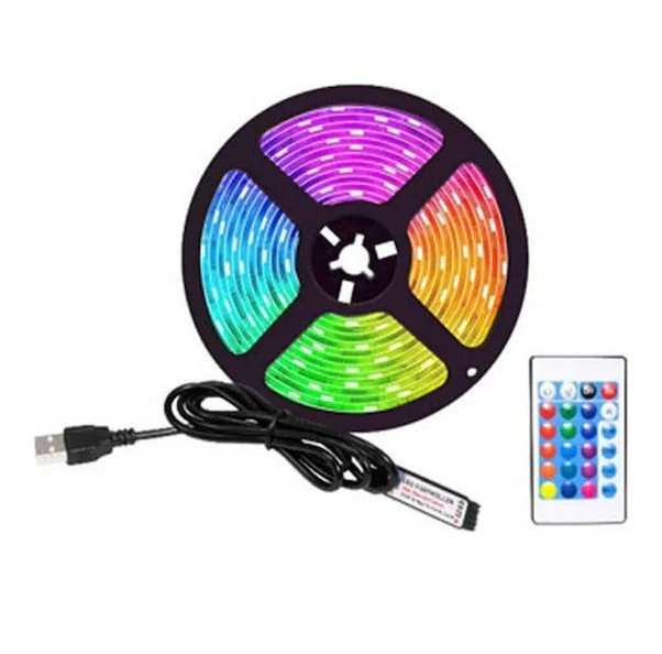 Φωτογραφία προϊόντος: OEM Αδιάβροχη Ταινία LED Aerbes USB 5V RGB Φως 3m με Τροφοδοτικό & Τηλεχειριστήριο AB-Z812