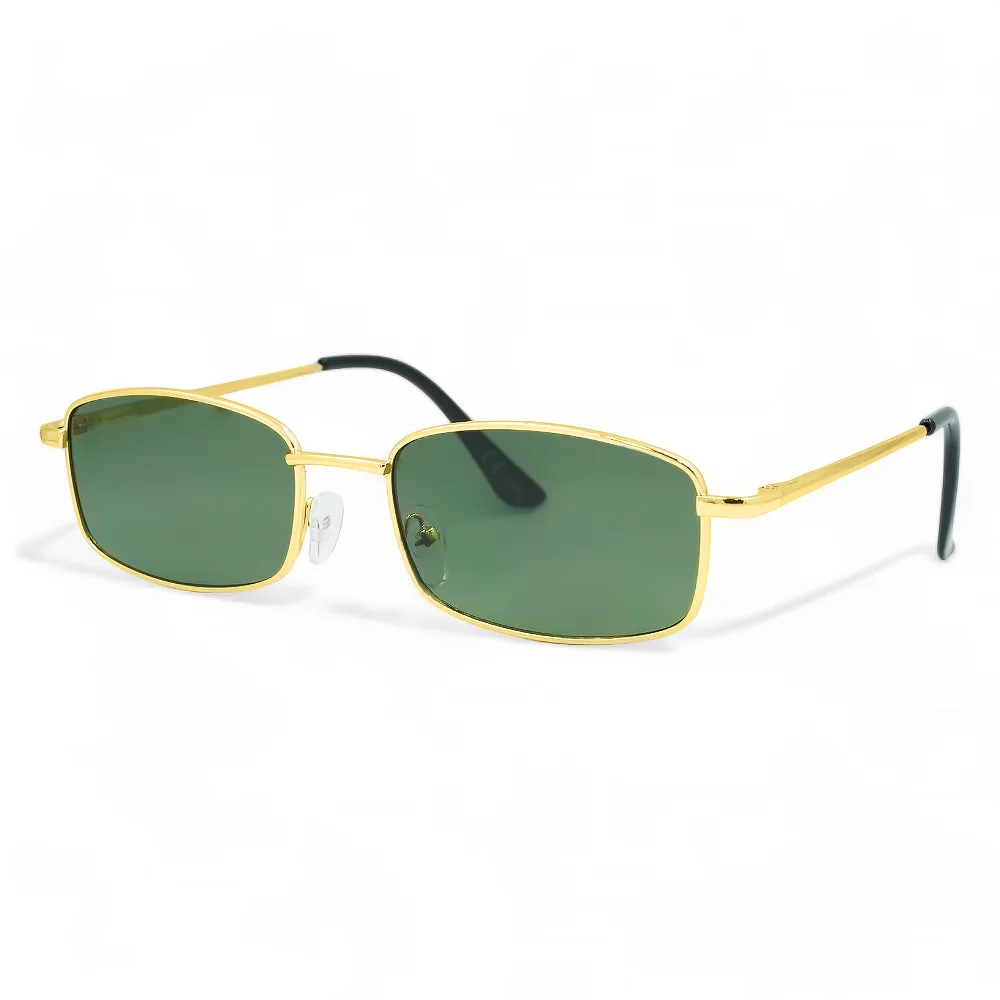 Φωτογραφία προϊόντος: Riverio Unisex Γυαλιά Ηλίου UV400 Μακρόστενο με Χρυσό Μεταλλικό Σκελετό και Πράσινο Φακό RV42435