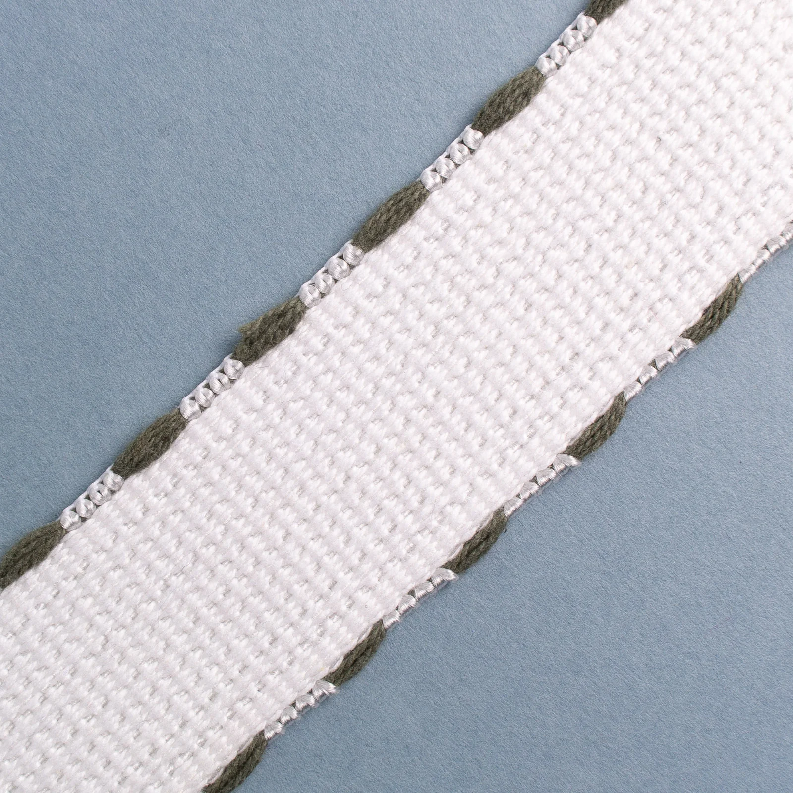 Φωτογραφία προϊόντος: Rigid Tape Belt Cotton White - Olive Stitches 3.8 Cm