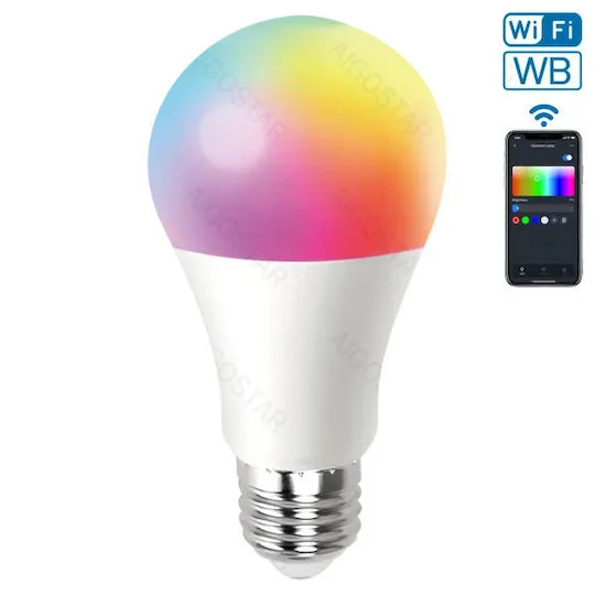Φωτογραφία προϊόντος: OEM Aigostar WiFi WB Smart LED A60 E27 9W Luminous flux 806lm RGB+2700K-6500K MRE 220785