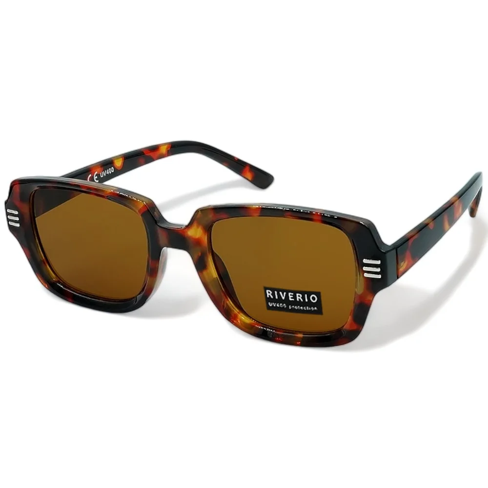 Φωτογραφία προϊόντος: Riverio Unisex Γυαλιά Ηλίου UV400 Τετράγωνα με Καφέ Ταρταρούγα Κοκκάλινο Σκελετό και Καφέ Φακό RV42174