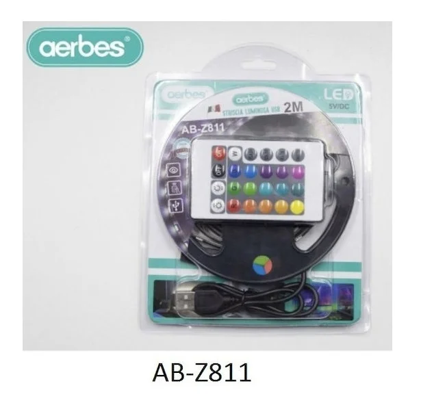 Φωτογραφία προϊόντος: OEM Aerbes Ταινία LED RGB Μήκους 2m με Τηλεχειριστήριο AB-Z811