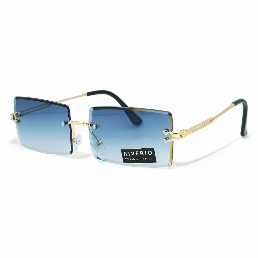 Φωτογραφία προϊόντος: Riverio Unisex Γυαλιά Ηλίου UV400 Παραλληλόγραμμα με Χρυσό Μεταλλικό Σκελετό και Μπλε ντεγκραντέ Φακό RV42341