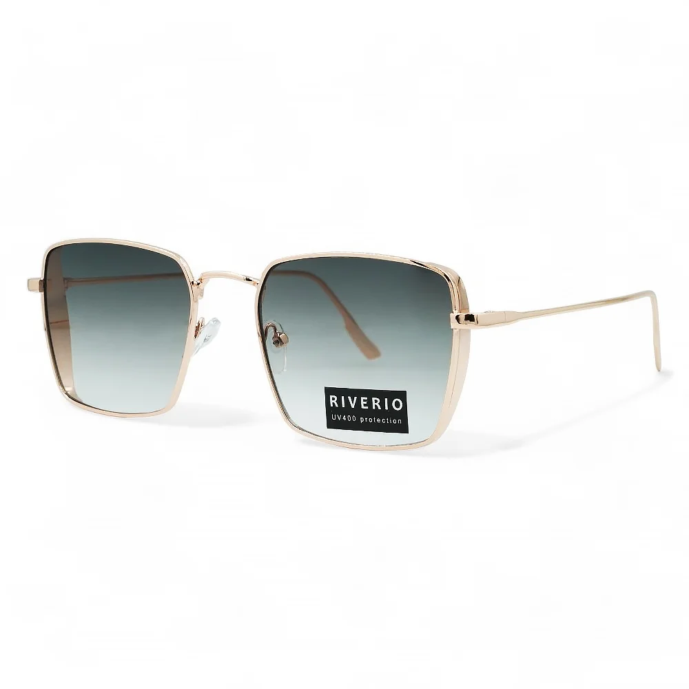 Φωτογραφία προϊόντος: Riverio Unisex Γυαλιά Ηλίου UV400 Τετράγωνα με Χρυσό Μεταλλικό Σκελετό και Πράσινο ντεγκραντέ Φακό RV42362