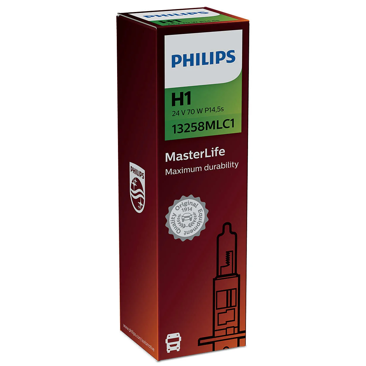 Φωτογραφία προϊόντος: PHILIPS H1 24V 70W P14.5s MasterLife C1 13258MLC1 1τμχ