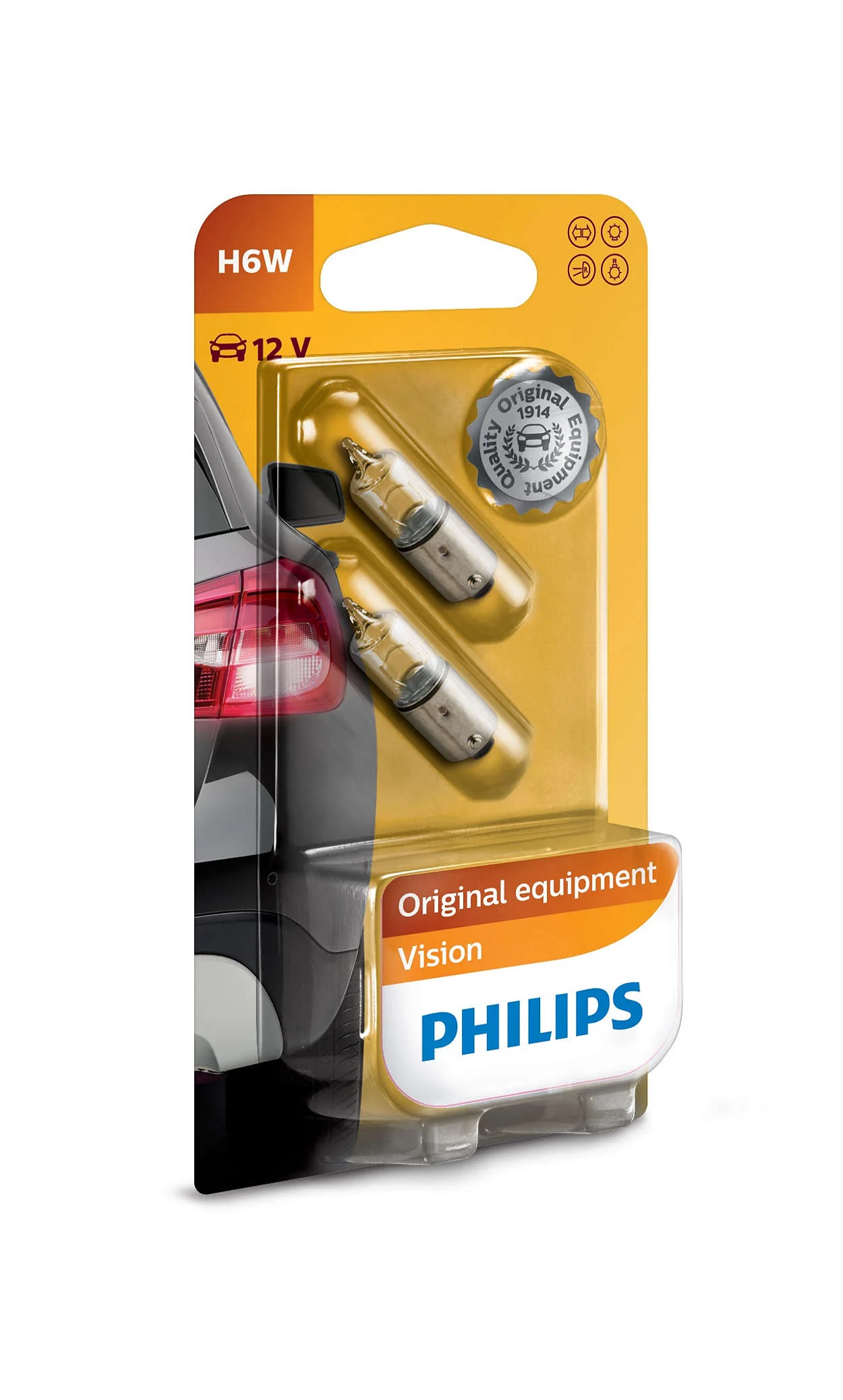 Φωτογραφία προϊόντος: PHILIPS H6W BAX9s 12V 6W Original Equipment Vision (12036B2) 2τμχ