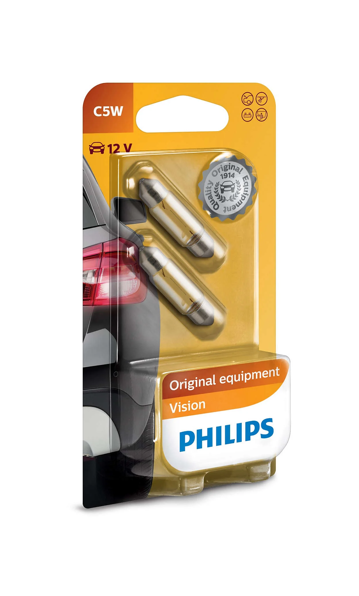 Φωτογραφία προϊόντος: PHILIPS C5W 12V 5W SV8,5 Original Vision (12844B2) 2τμχ