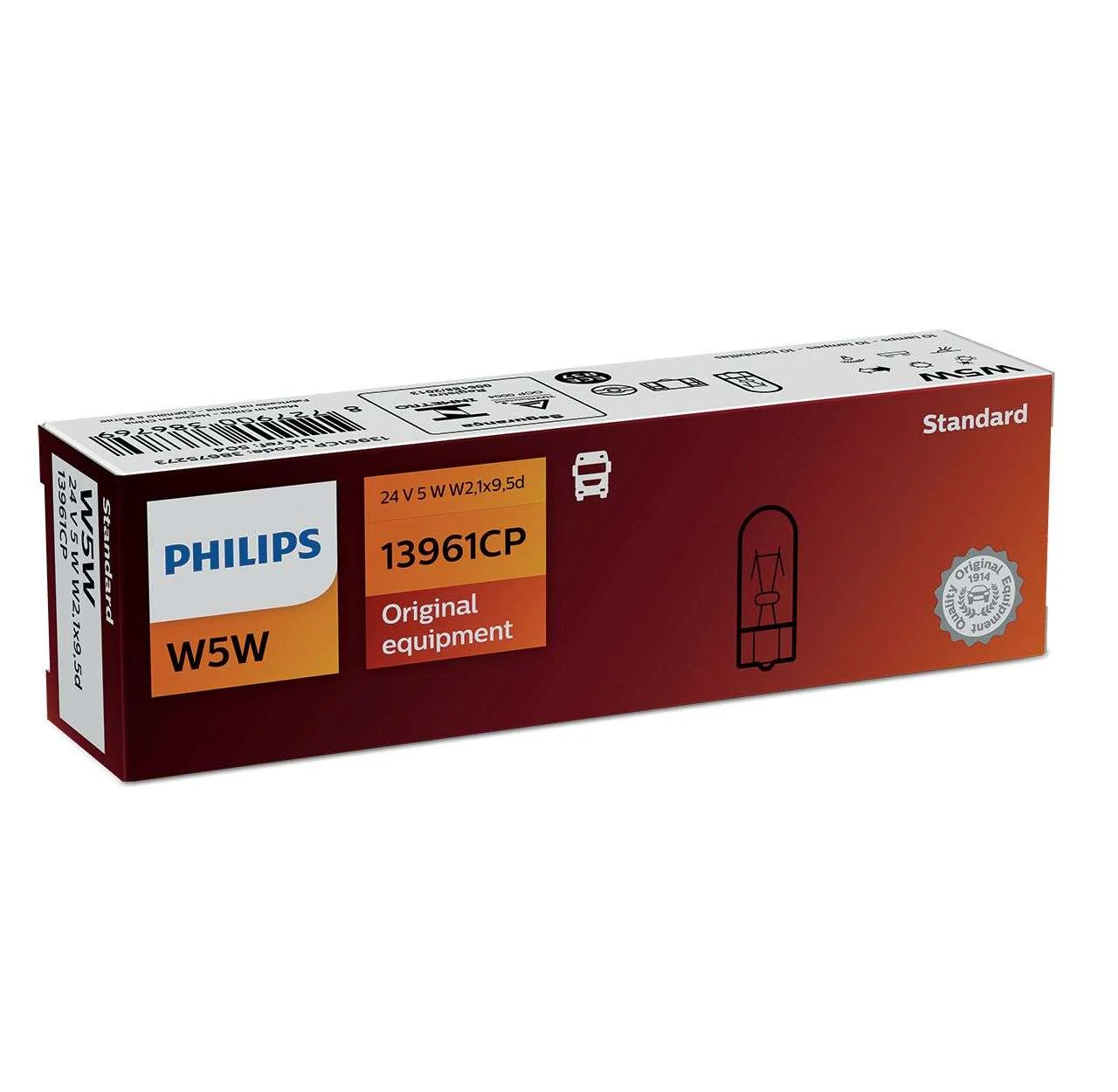 Φωτογραφία προϊόντος: PHILIPS W5W 24V 5W W2.1x9.5d 10τμχ 13961CP