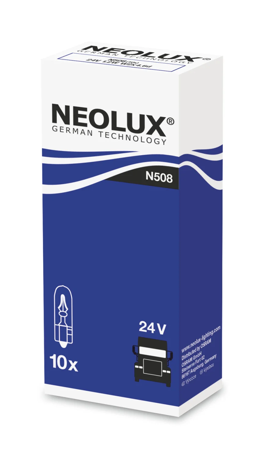 Φωτογραφία προϊόντος: NEOLUX 1,2W 24V 1,2W W2x4,6d (N508) 10τμχ