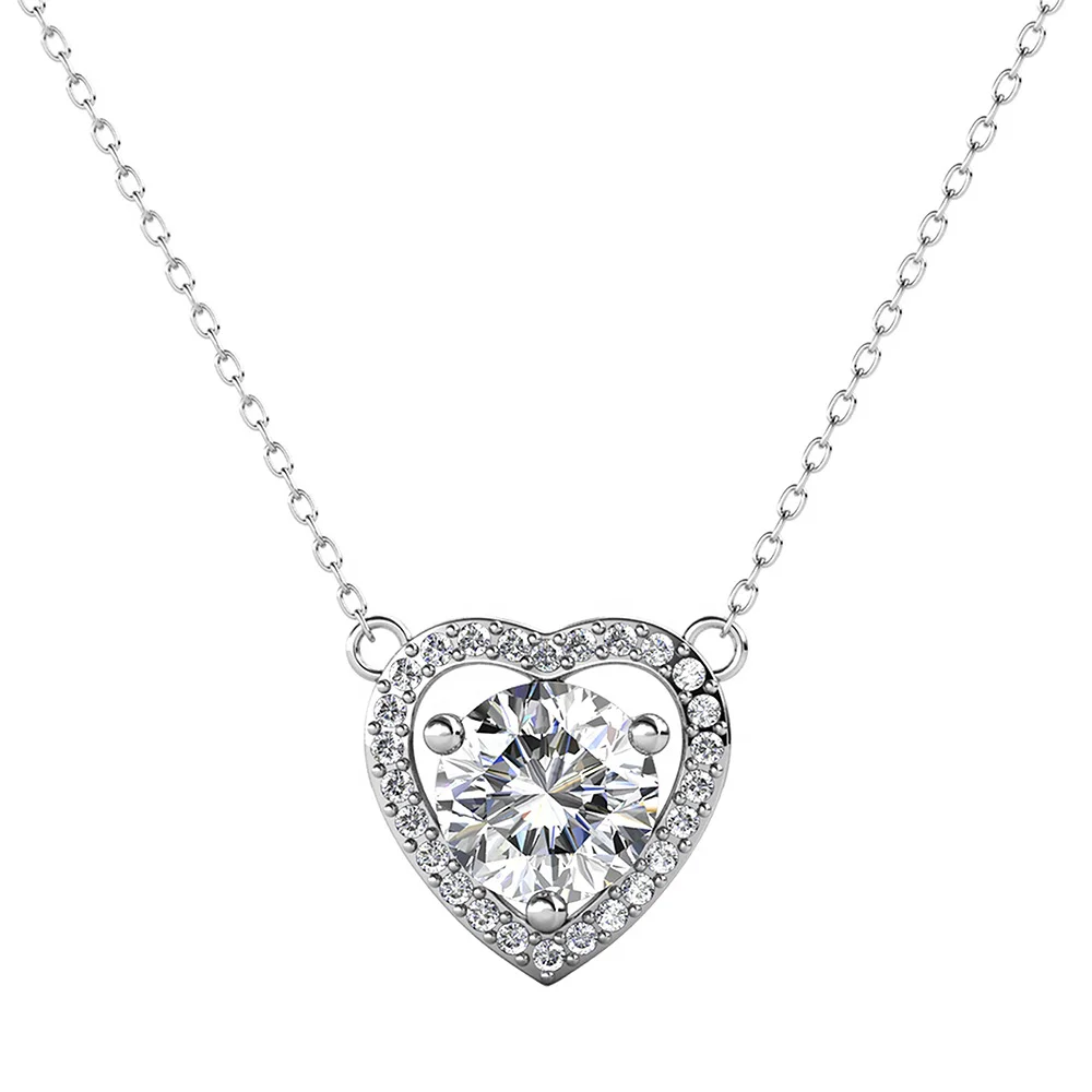 Φωτογραφία προϊόντος: Κολιέ Καρδούλα με Moissanite Diamonds από Ασήμι KL3514