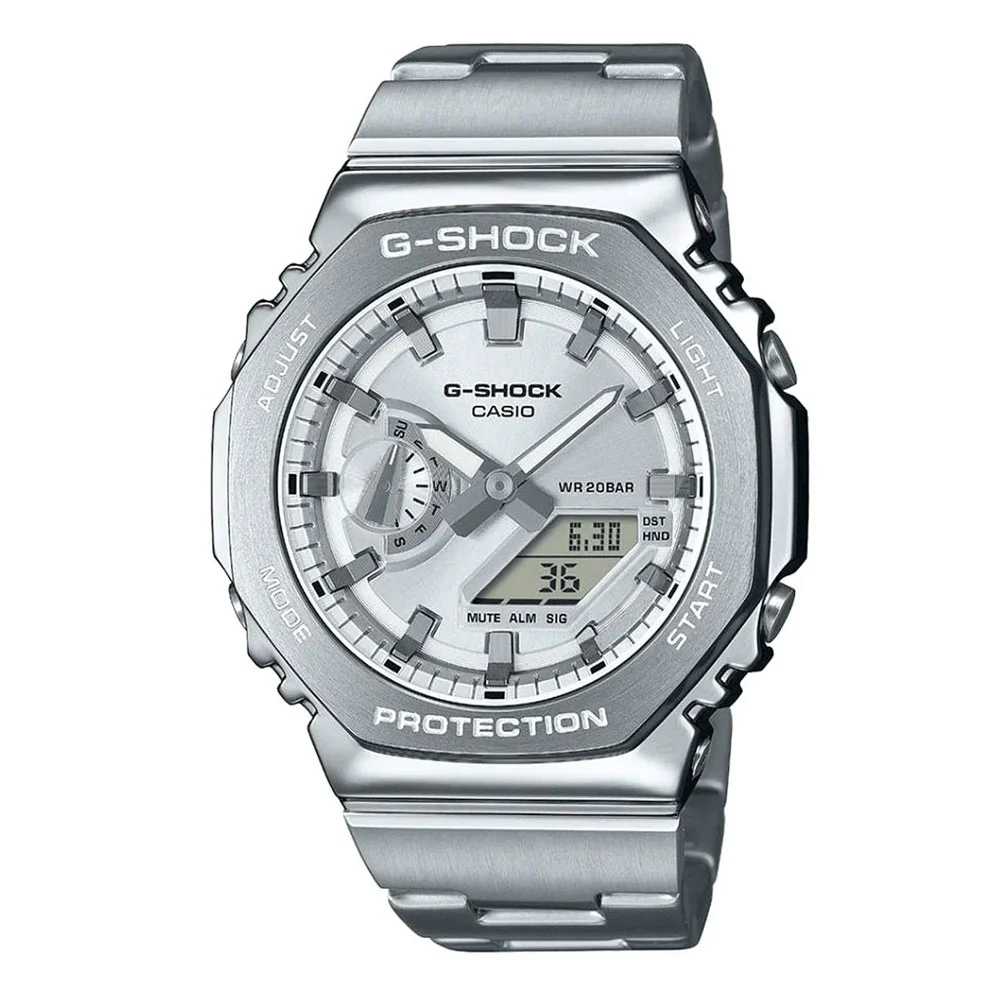 Φωτογραφία προϊόντος: CASIO G-SHOCK G-Steel Dual Time Chronograph Silver Stainless Steel Bracelet GM-2110D-7AER