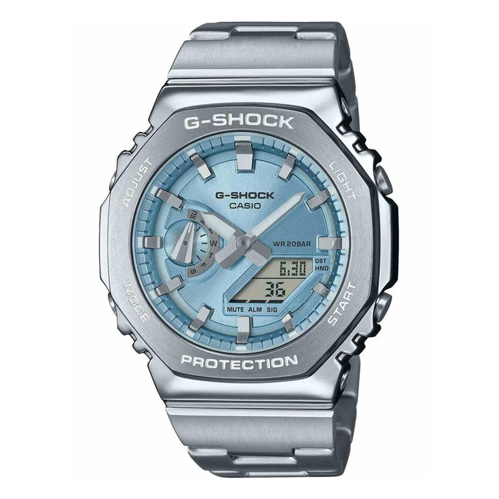 Φωτογραφία προϊόντος: CASIO G-SHOCK G-Steel Dual Time Chronograph Silver Stainless Steel Bracelet GM-2110D-2AER
