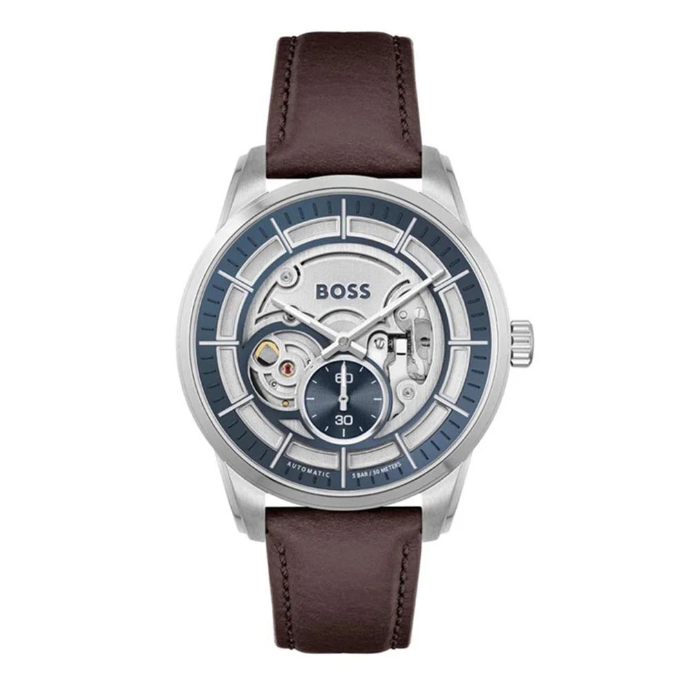 Φωτογραφία προϊόντος: Boss Mens Watch Sophio Automatic Open Heart Brown Leather Strap 1513944