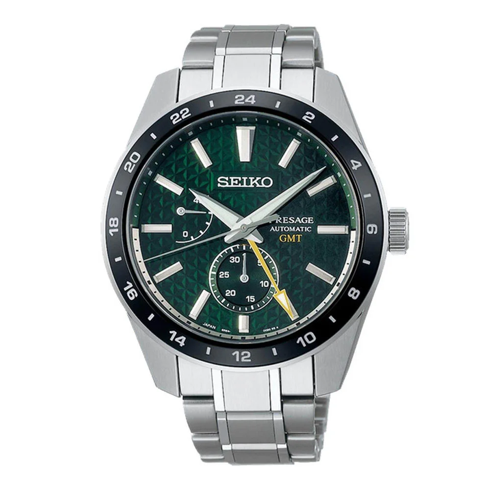 Φωτογραφία προϊόντος: SEIKO Presage Sharp Edged Automatic GMT Silver Stainless Steel Bracelet SPB219J1